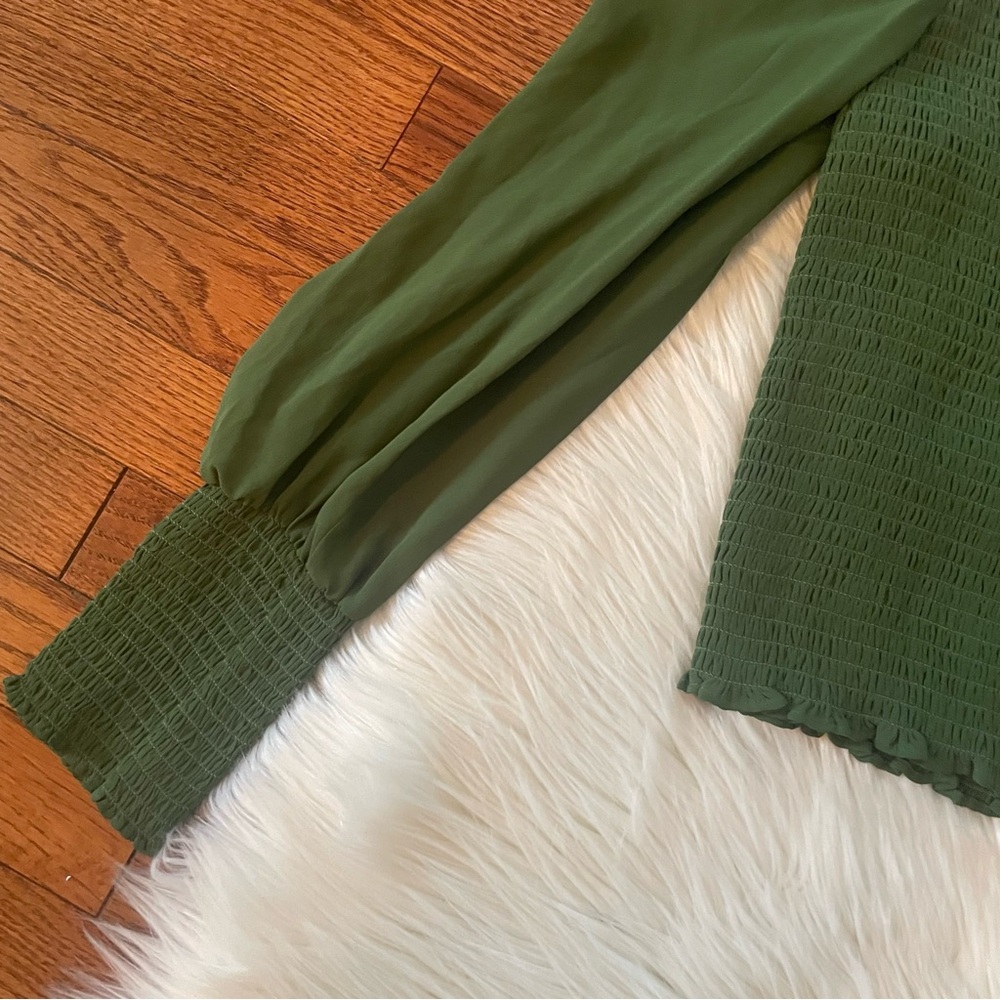 Reformation Green Smocked Blouse - Picture 5 of 6